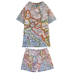 Vintage World Map Europe Globe Country State Kids  Swim T-shirt And Shorts Set by Grandong