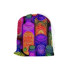 Bottles Colorful Drawstring Pouch (large) by uniart180623