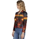 Dragon Art Fire Digital Fantasy Women s Long Sleeve Revers Collar Cropped Jacket View2
