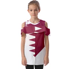 Heart-love-flag-qatar Fold Over Open Sleeve Top by Bedest