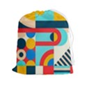 Geometric Shape Colorful Abstract Wave Drawstring Pouch (2XL) View1