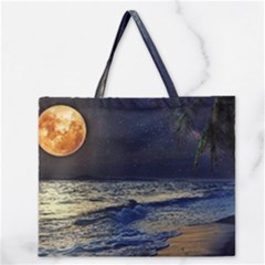 Beautiful Moon Nigh Sky Stars Zipper Large Tote Bag by Cowasu