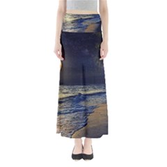 Beautiful Moon Nigh Sky Stars Full Length Maxi Skirt by Cowasu