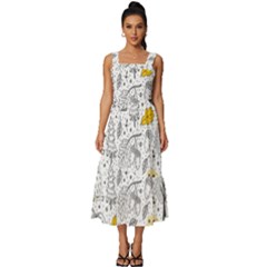 Doodle Seamless Pattern With Autumn Elements Square Neckline Tiered Midi Dress by pakminggu