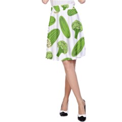 Vegetable Pattern With Composition Broccoli A-line Skirt by pakminggu