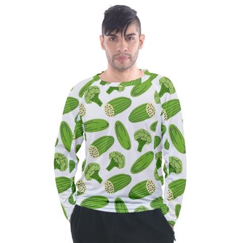 Vegetable Pattern With Composition Broccoli Men s Long Sleeve Raglan T-shirt by pakminggu
