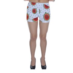Seamless Background Pattern With Watermelon Slices Skinny Shorts by pakminggu