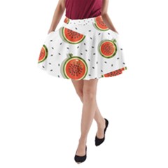 Seamless Background Pattern With Watermelon Slices A-line Pocket Skirt by pakminggu