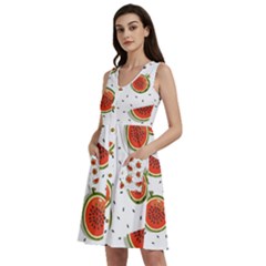 Seamless Background Pattern With Watermelon Slices Sleeveless Dress With Pocket by pakminggu
