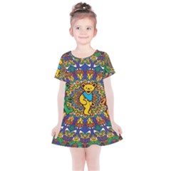 Dead Dancing Bears Grateful Dead Pattern Kids  Simple Cotton Dress by Grandong