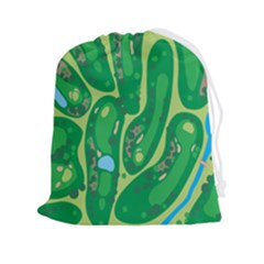Golf Course Par Golf Course Green Drawstring Pouch (2xl) by Cowasu