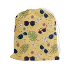 Seamless Pattern Of Sunglasses Tropical Leaves And Flower Drawstring Pouch (2xl) by Bedest