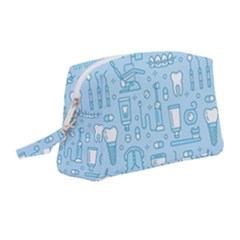 Dentist Blue Seamless Pattern Wristlet Pouch Bag (medium) by Bedest