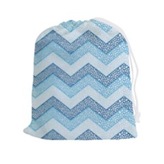 Seamless Pattern Of Cute Summer Blue Line Zigzag Drawstring Pouch (2xl) by Bedest