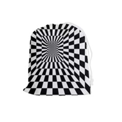Optical-illusion-chessboard-tunnel Drawstring Pouch (large) by Bedest