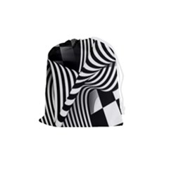 Op-art-black-white-drawing Drawstring Pouch (medium) by Bedest