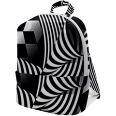 Op-art-black-white-drawing Zip Up Backpack by Bedest