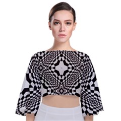 Tile-repeating-pattern-texture Tie Back Butterfly Sleeve Chiffon Top by Bedest