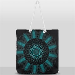 Ornament-district-turquoise Full Print Rope Handle Tote (large) by Bedest
