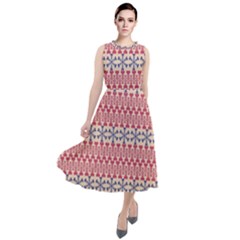 Christmas-pattern-background-green-decorative-star-snow Round Neck Boho Dress by Bedest