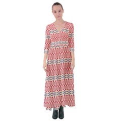 Christmas-pattern-background-green-decorative-star-snow Button Up Maxi Dress by Bedest