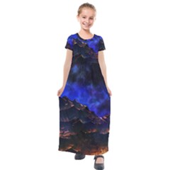 Landscape-sci-fi-alien-world Kids  Short Sleeve Maxi Dress by Bedest