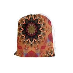 Abstract-kaleidoscope-design Drawstring Pouch (large) by Bedest