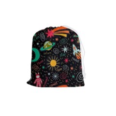 Space Seamless Pattern Drawstring Pouch (medium) by pakminggu