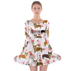 Corgis Corgi Pattern Long Sleeve Skater Dress by Cowasu