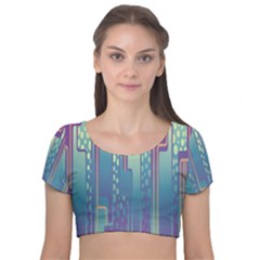 Non-seamless-pattern-background Velvet Short Sleeve Crop Top  by Cowasu