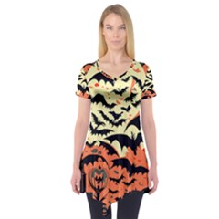 Bat Pattern Short Sleeve Tunic  by Valentinaart