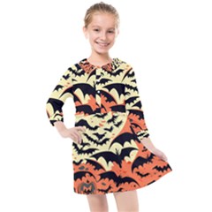 Bat Pattern Kids  Quarter Sleeve Shirt Dress by Valentinaart