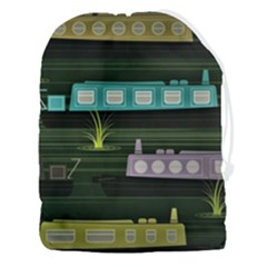 Narrow-boats-scene-pattern Drawstring Pouch (3xl) by Cowasu