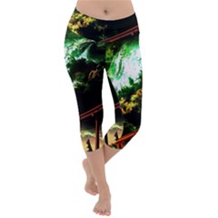 Science-fiction-forward-futuristic Lightweight Velour Capri Yoga Leggings by Cowasu