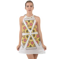 Pizza-slice-food-italian Halter Tie Back Chiffon Dress by Sarkoni