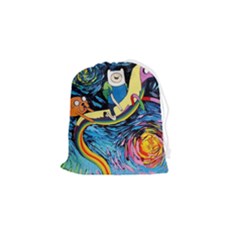 Cartoon Parody  Art Starry Night Van Gogh Drawstring Pouch (small) by Sarkoni