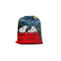 Dog Cartoon Vincent Van Gogh s Starry Night Parody Drawstring Pouch (small) by Sarkoni