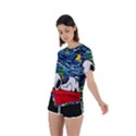 Dog Cartoon Vincent Van Gogh s Starry Night Parody Asymmetrical Short Sleeve Sports T-Shirt View2