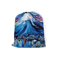 Mount Fuji Art Starry Night Van Gogh Drawstring Pouch (large) by Sarkoni