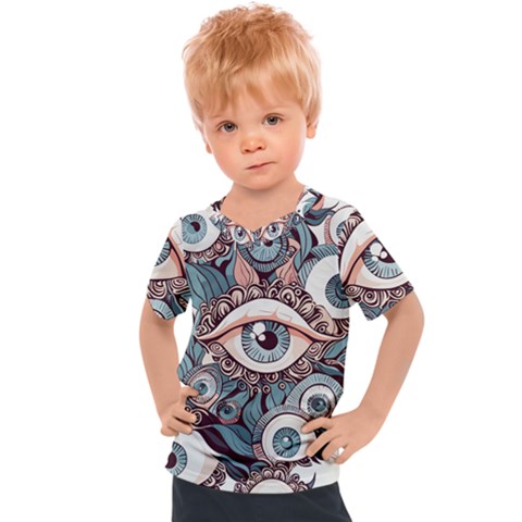 Eyes Pattern Kids  Sports T-shirt by Valentinaart