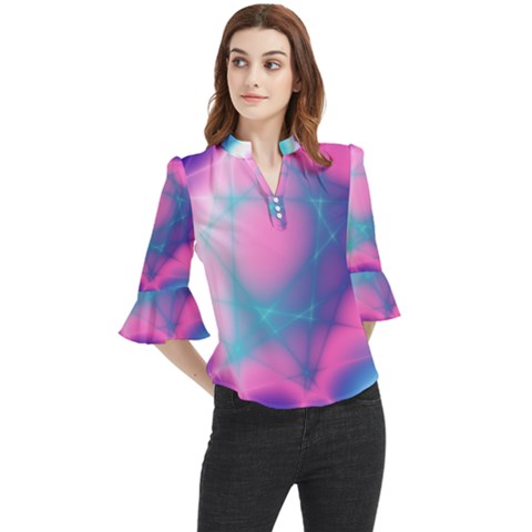 Geometry Abstract Pattern Hypercube Loose Horn Sleeve Chiffon Blouse by Bangk1t