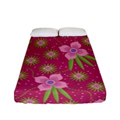 Flower Background Pattern Pink Fitted Sheet (full/ Double Size) by Ravend