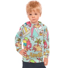 Summer Up Cute Doodle Kids  Hooded Pullover by Bedest