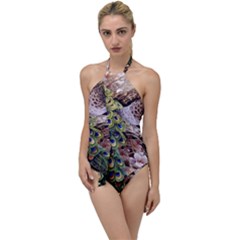 Japanese Painting Flower Peacock Go With The Flow One Piece Swimsuit by Bedest
