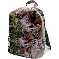 Japanese Painting Flower Peacock Zip Up Backpack by Bedest