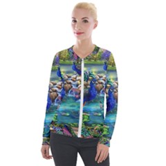 Peacocks  Fantasy Garden Velvet Zip Up Jacket by Bedest