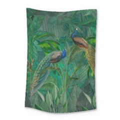 Peacock Paradise Jungle Small Tapestry by Bedest