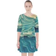 Art Pattern Artis Hands Illustration Quarter Sleeve Pocket Dress by Ravend