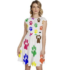 Pawprints-paw-prints-paw-animal Cap Sleeve High Waist Dress by Ravend
