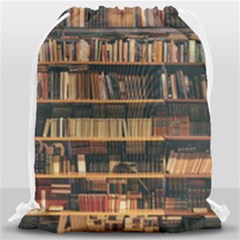 Books On Bookshelf Assorted Color Book Lot In Bookcase Library Drawstring Bag (large) by Ravend